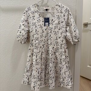 Universal Thread Cream Dress with Black Floral Print